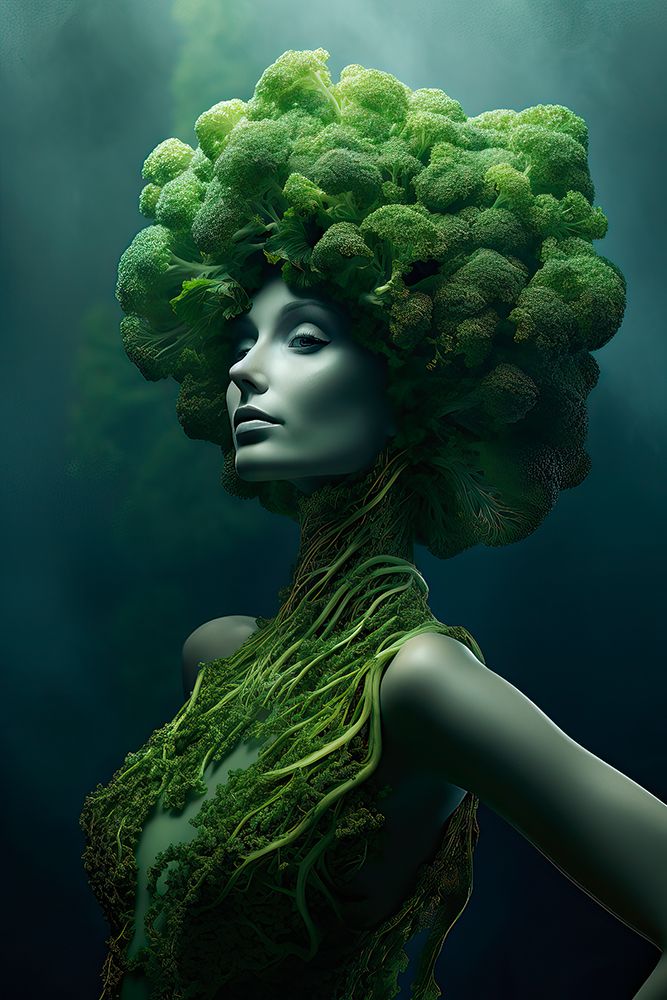 Broccoli woman fantasy. AI Generated.